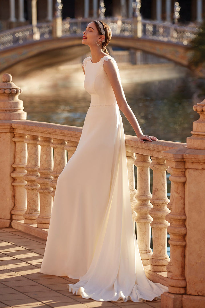 Sleeveless Long A-Line Wedding Dress