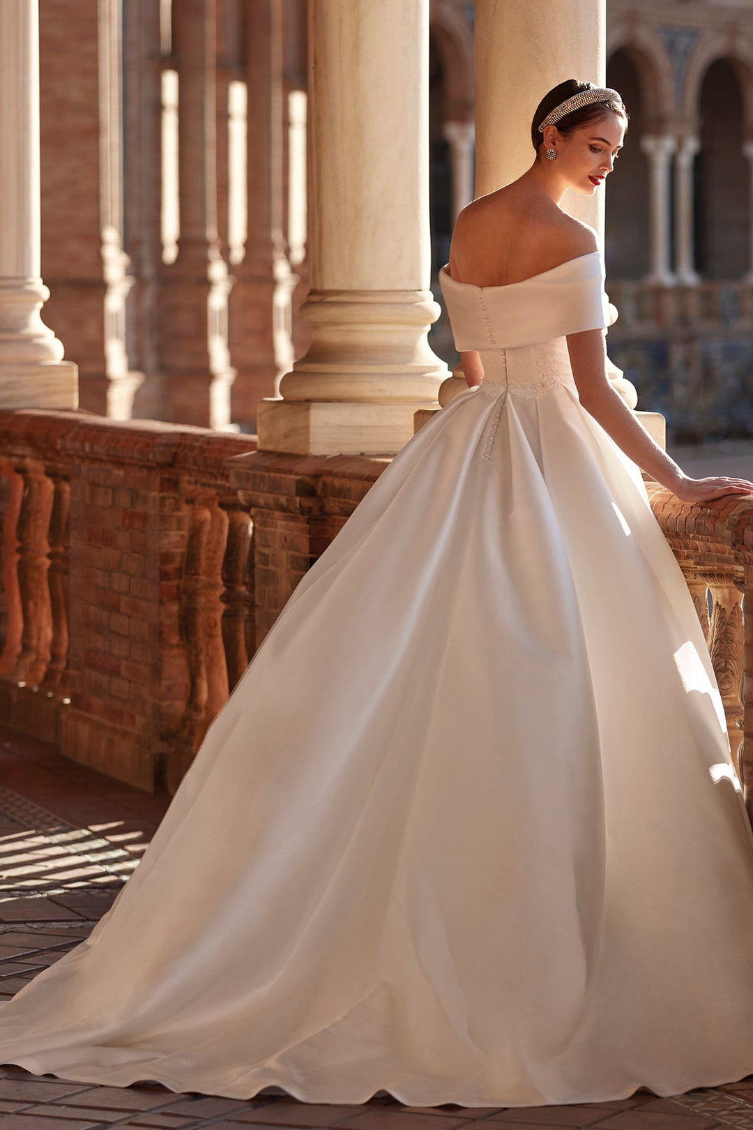 Off-The-Shoulder Mikado Wedding Dress