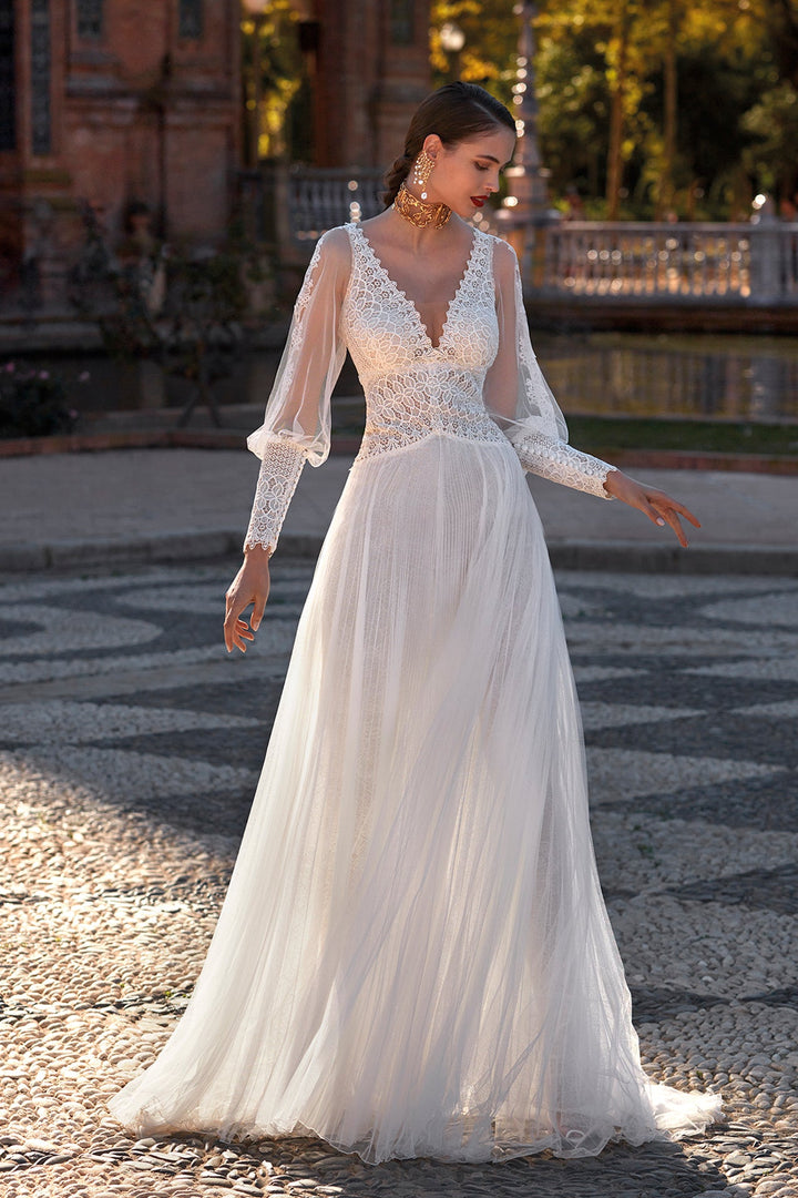 Loose Long Sleeve Wedding Dress