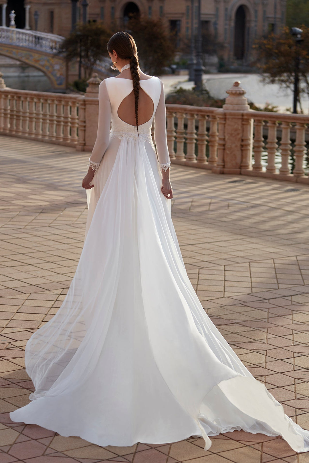 Long Sleeves And a Closed Neckline Wedding Dress