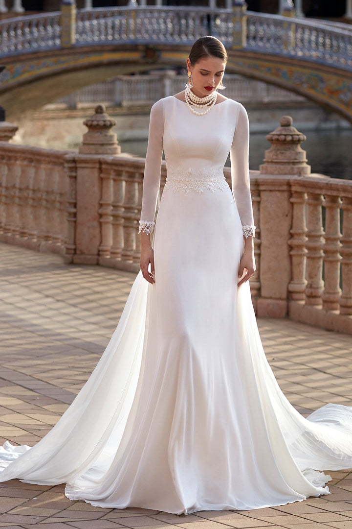 Long Sleeves And a Closed Neckline Wedding Dress