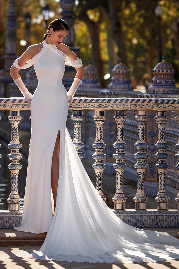 Off-White Neoprene Crepe Wedding Dress