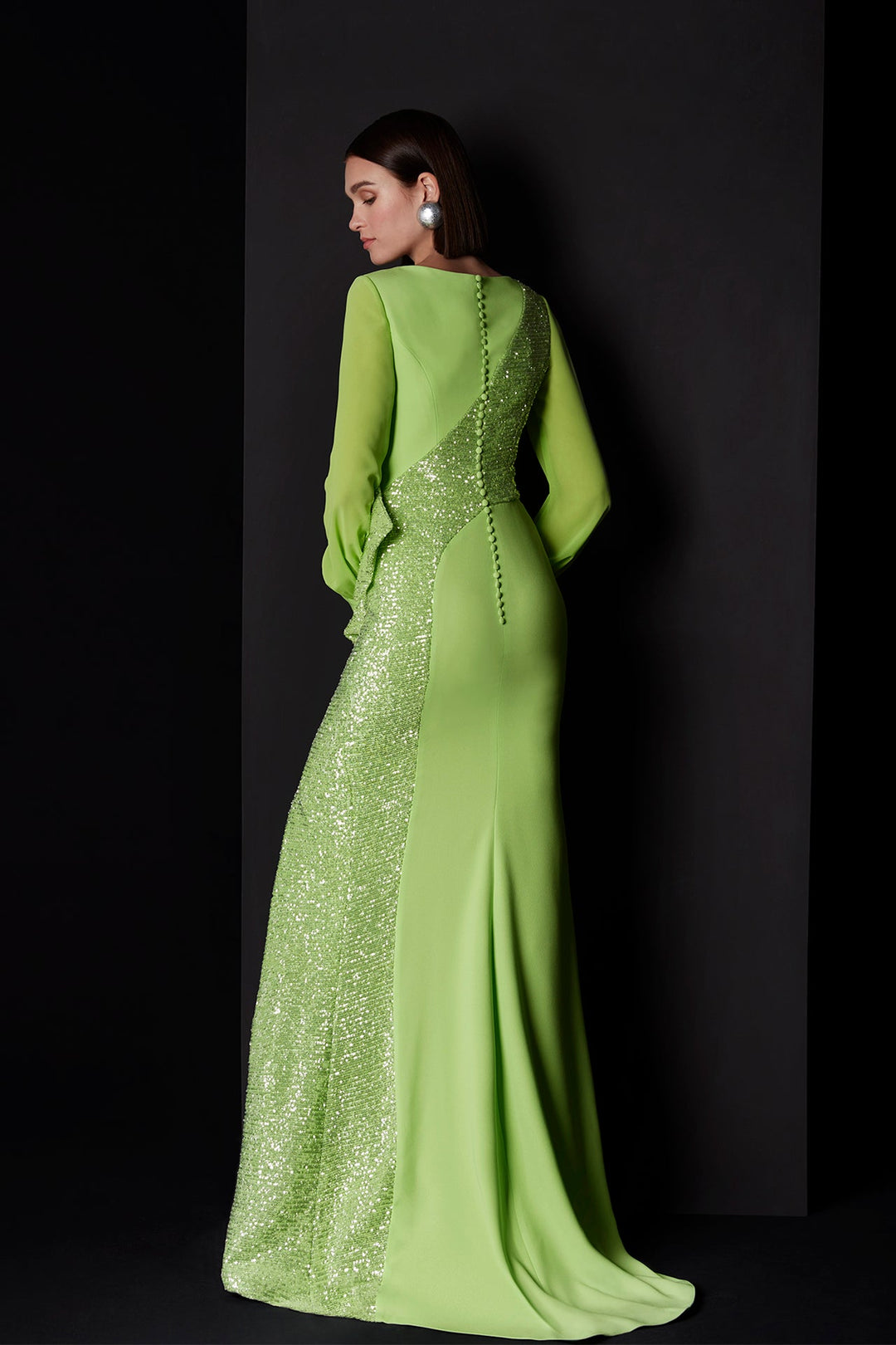 Lime Wrap Evening Gown