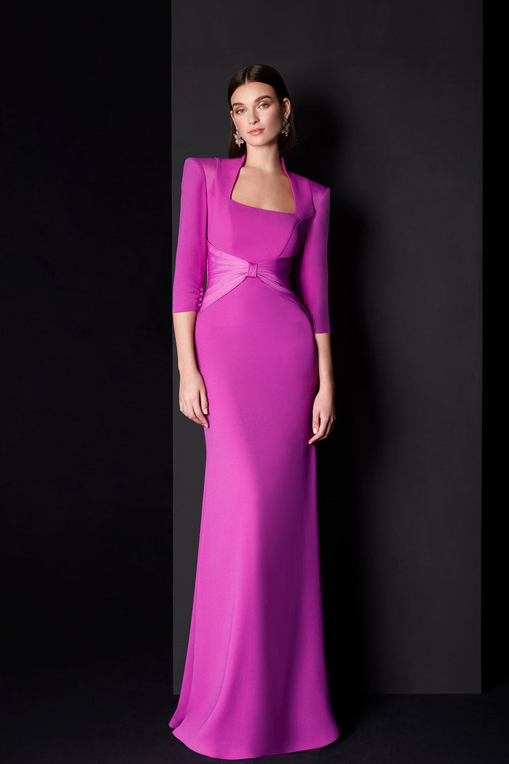 Magenta Dress with Structured Shoulders