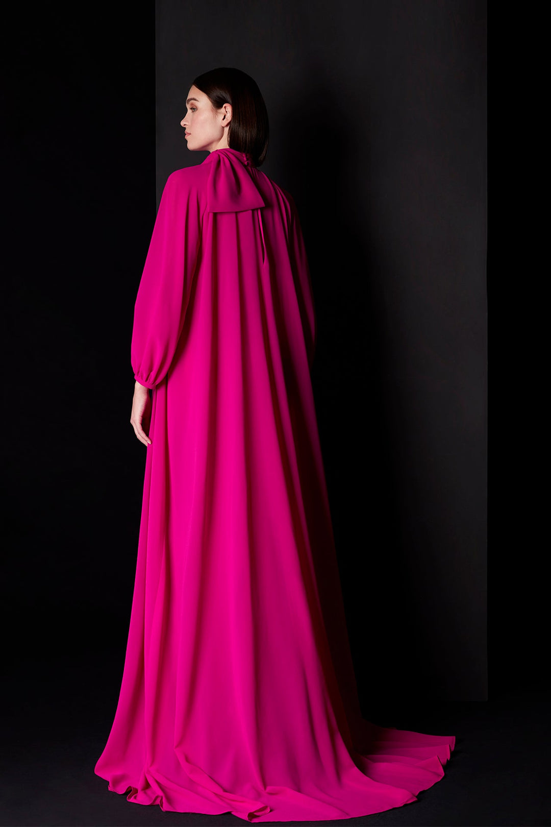 Fuchsia Dress with Cape Detail