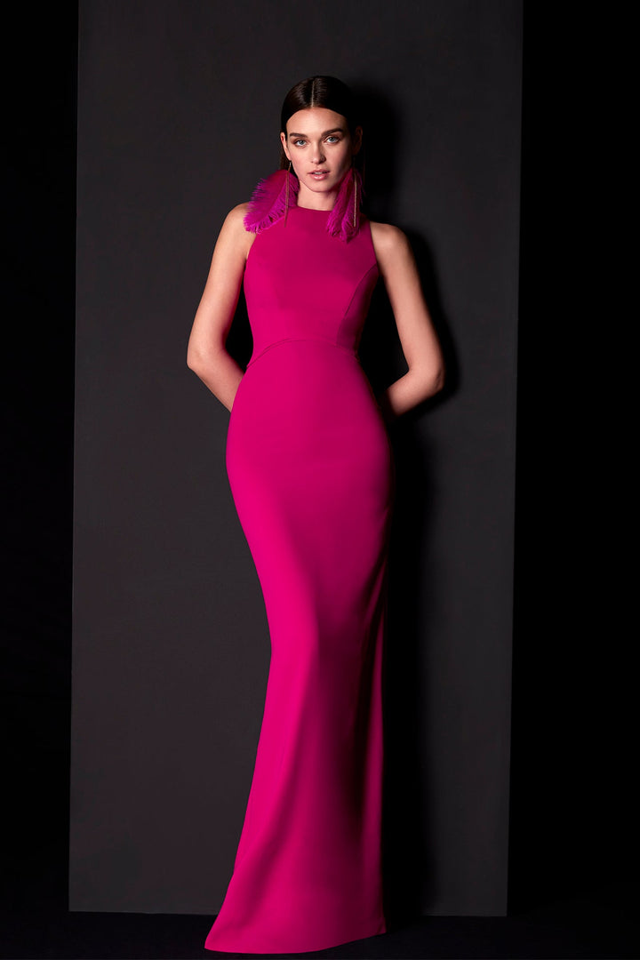 Fuchsia Dress with Cape Detail