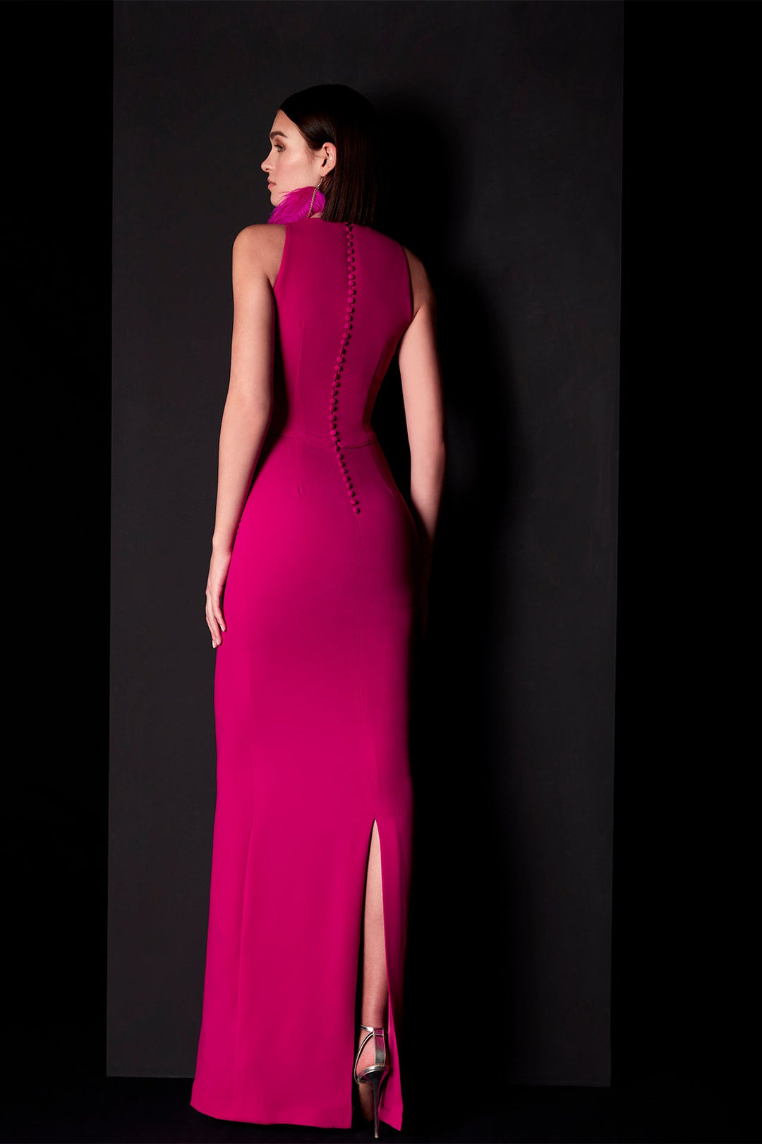 Fuchsia Dress with Cape Detail