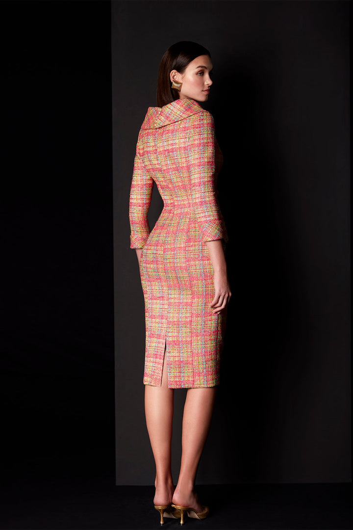 Knee-Length Dress with Notched Lapel