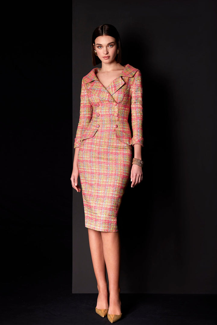 Knee-Length Dress with Notched Lapel