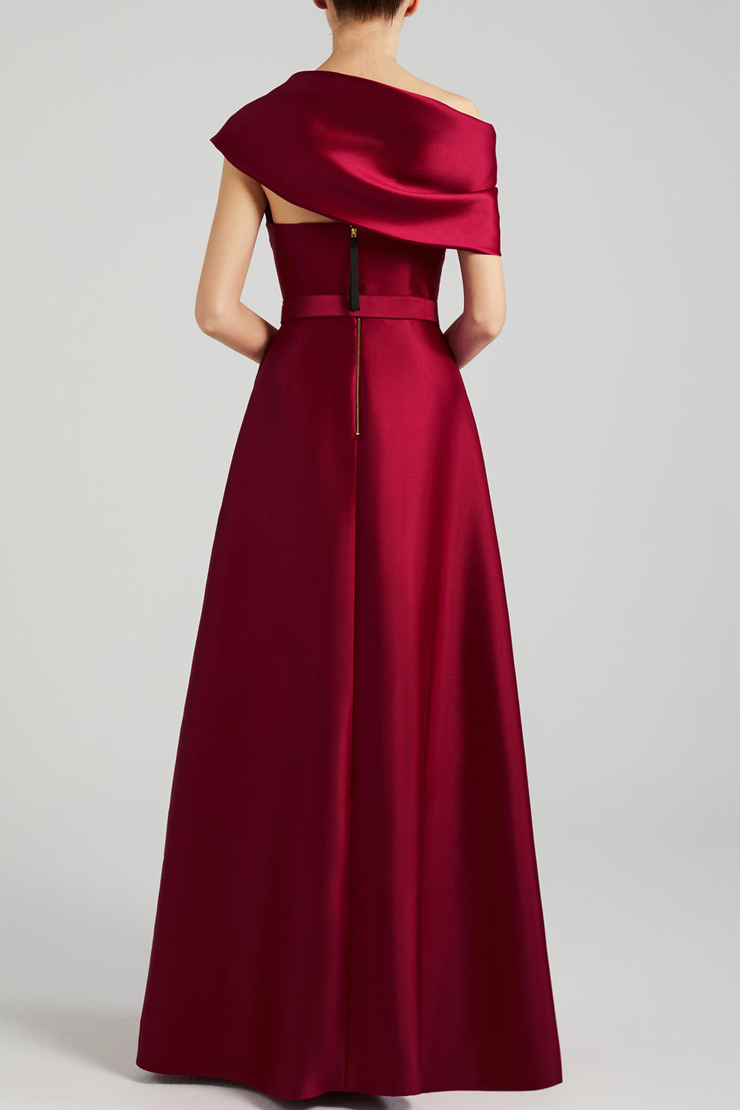 Satin Draped Bodice Dress with Crystal Belt