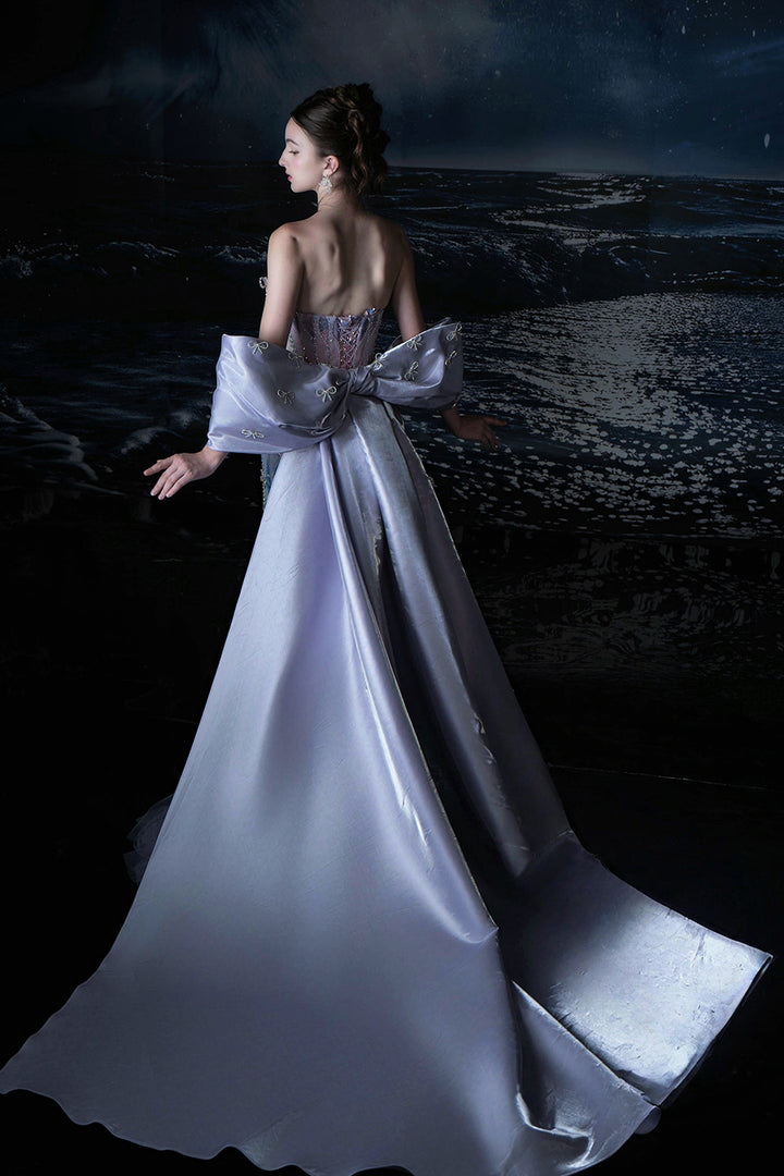 Mermaid Corseted Silhouette with Cape Train Dress