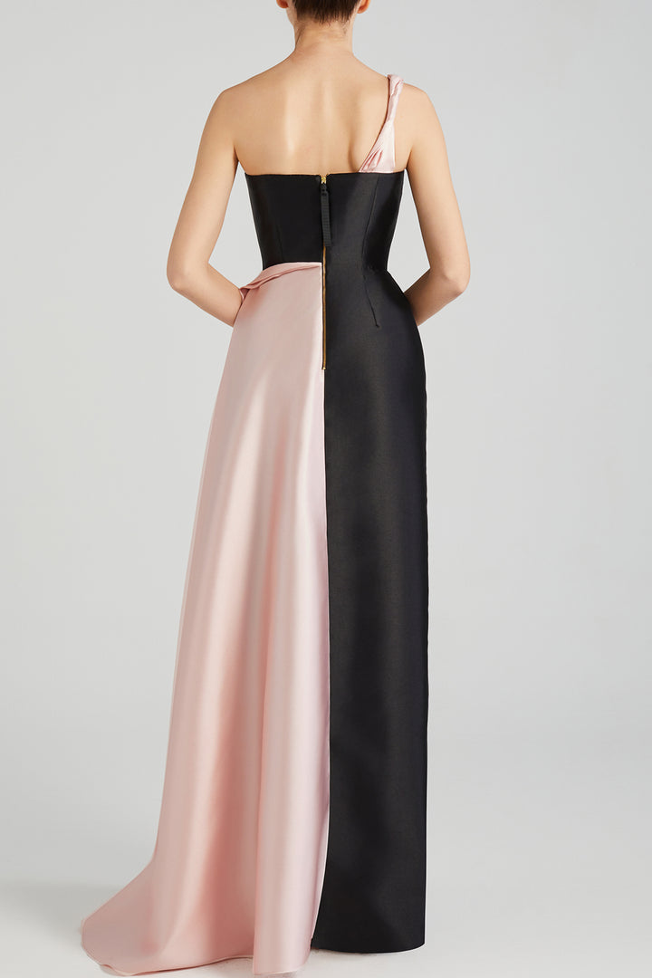 Sash-Tailed Taffeta Dress