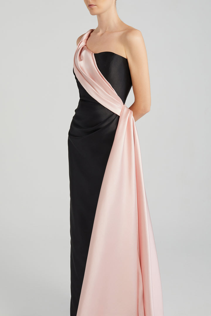 Sash-Tailed Taffeta Dress