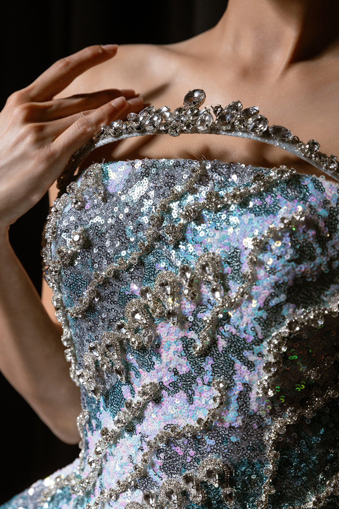 Beaded Spectrum Column Dress