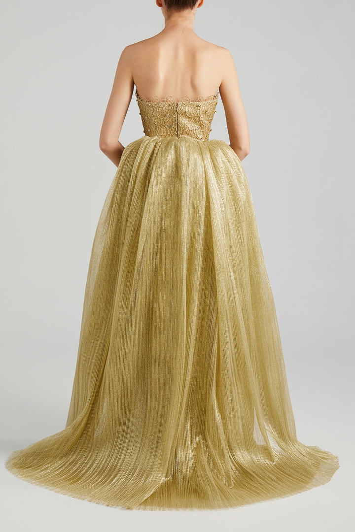 Corded Lace Dress with Beading