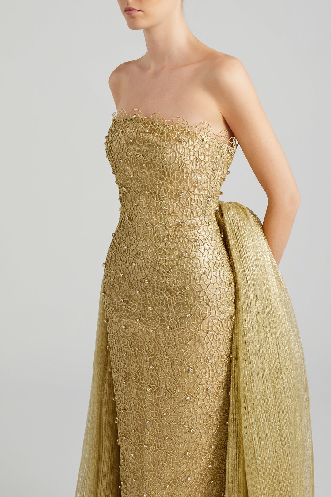 Corded Lace Dress with Beading