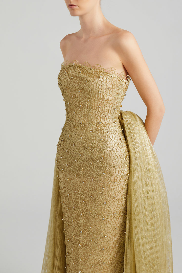 Corded Lace Dress with Beading