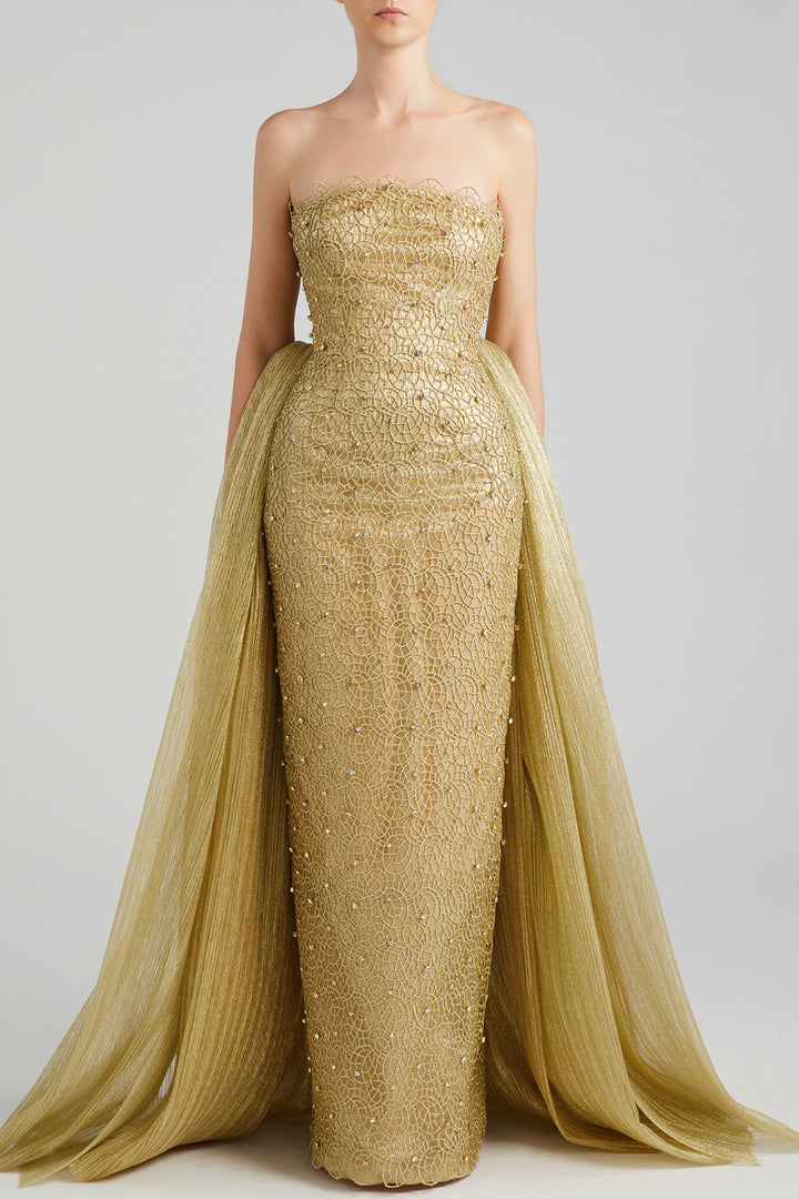 Corded Lace Dress with Beading