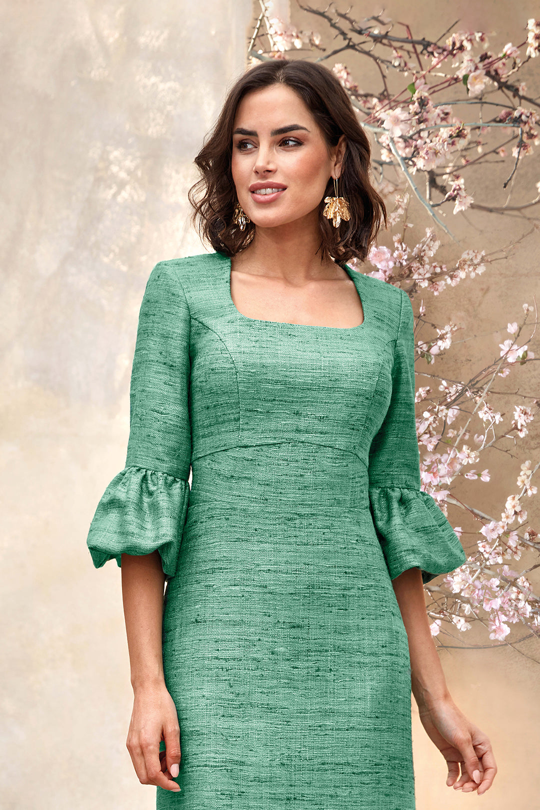 A-line Dress with Waist Cutouts and Tulip Cuffs