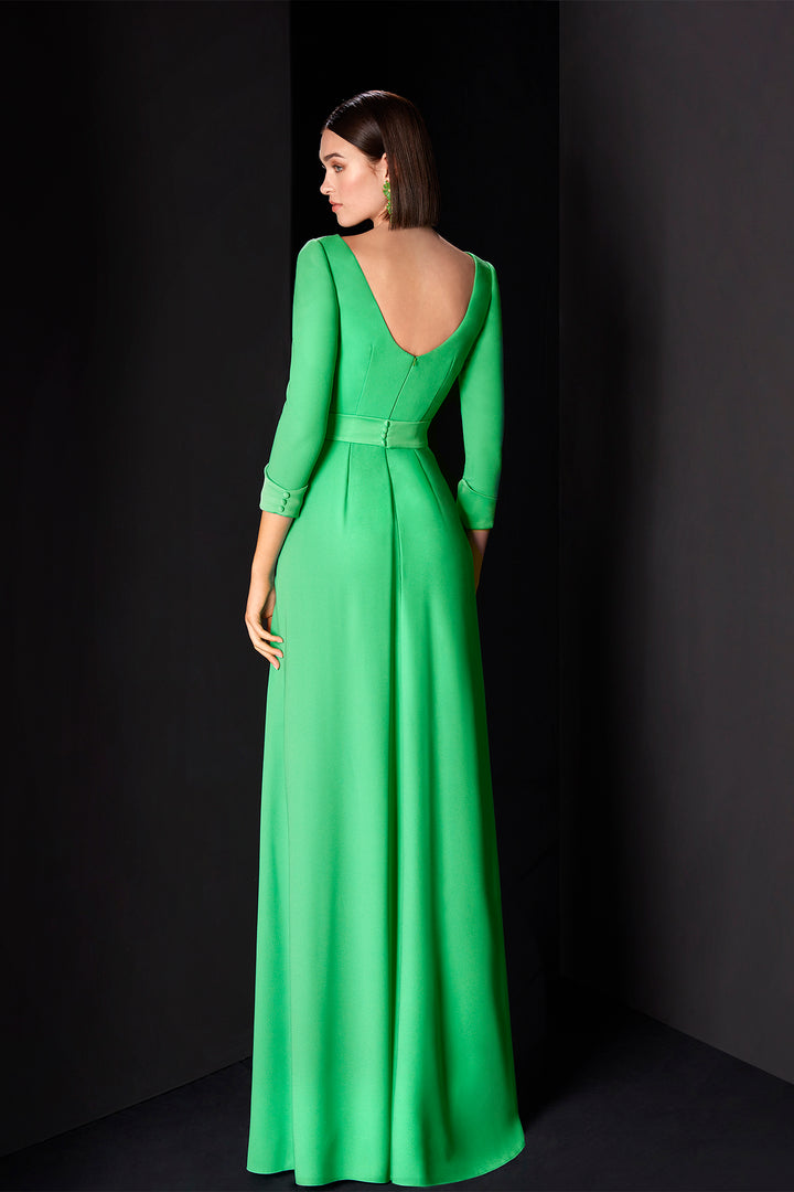 Evening Dress with Bateau Neckline and A-Line Skirt