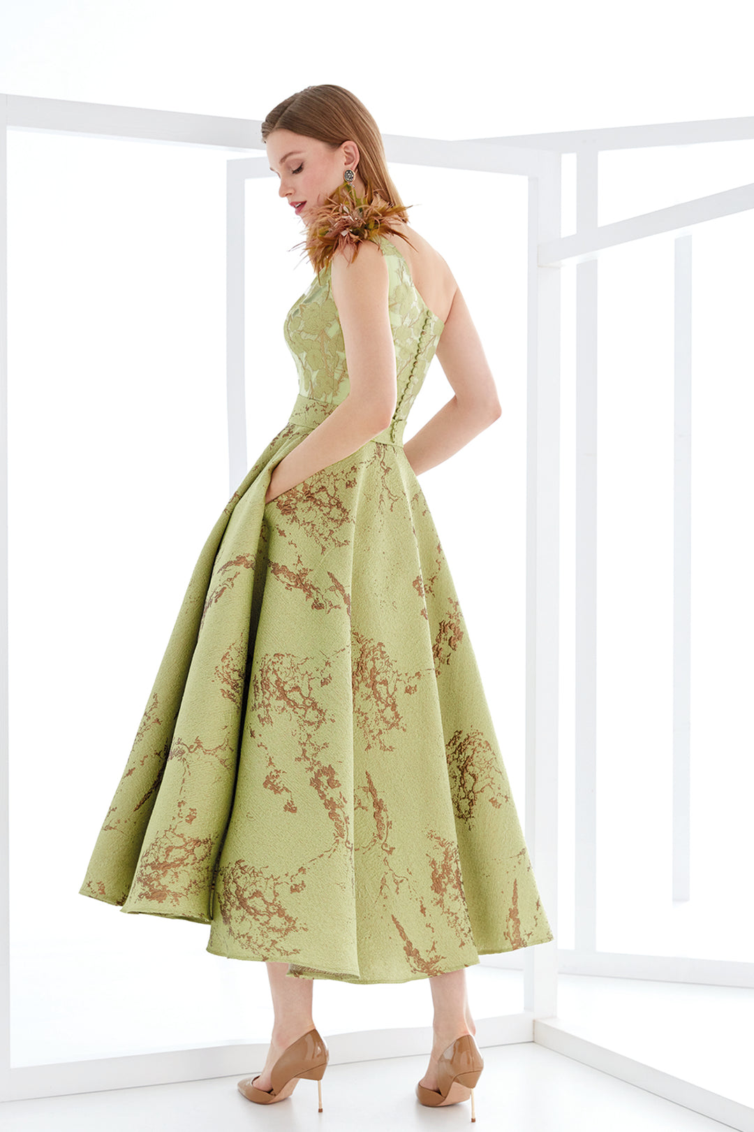 Midi Dress with Jacquard