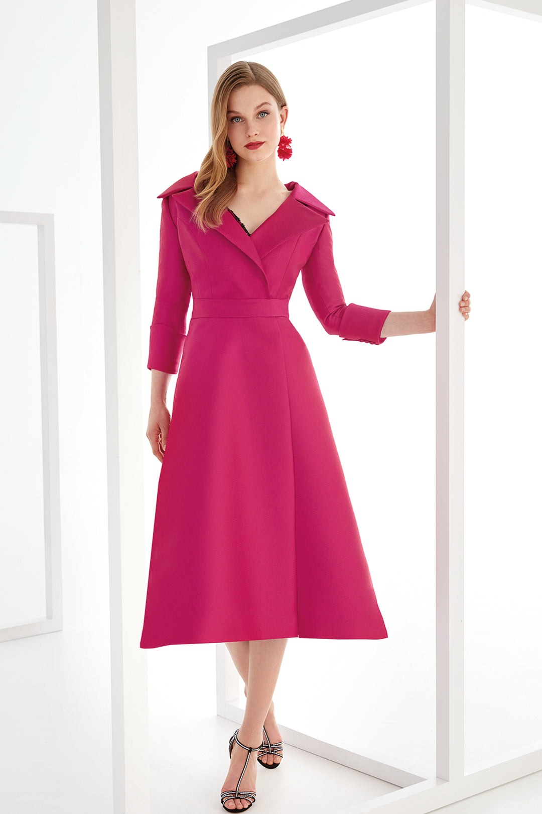 Two-Piece Jacquard And Crystal Tulle with A-Line Dress