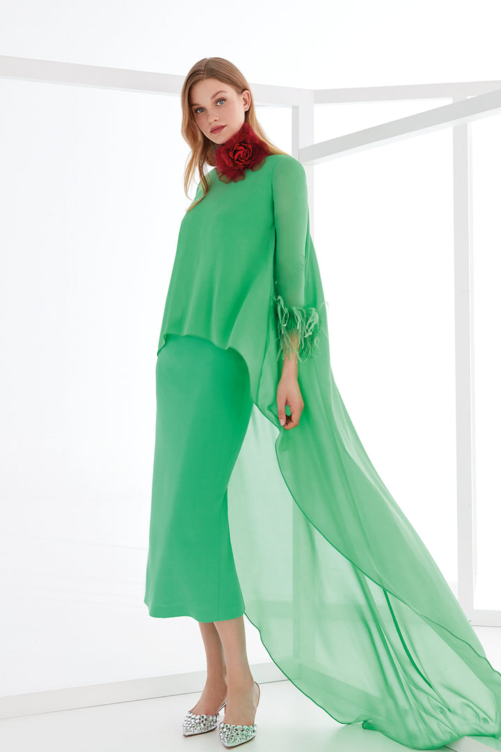 Midi Dress Two-Piece with V-Neckline