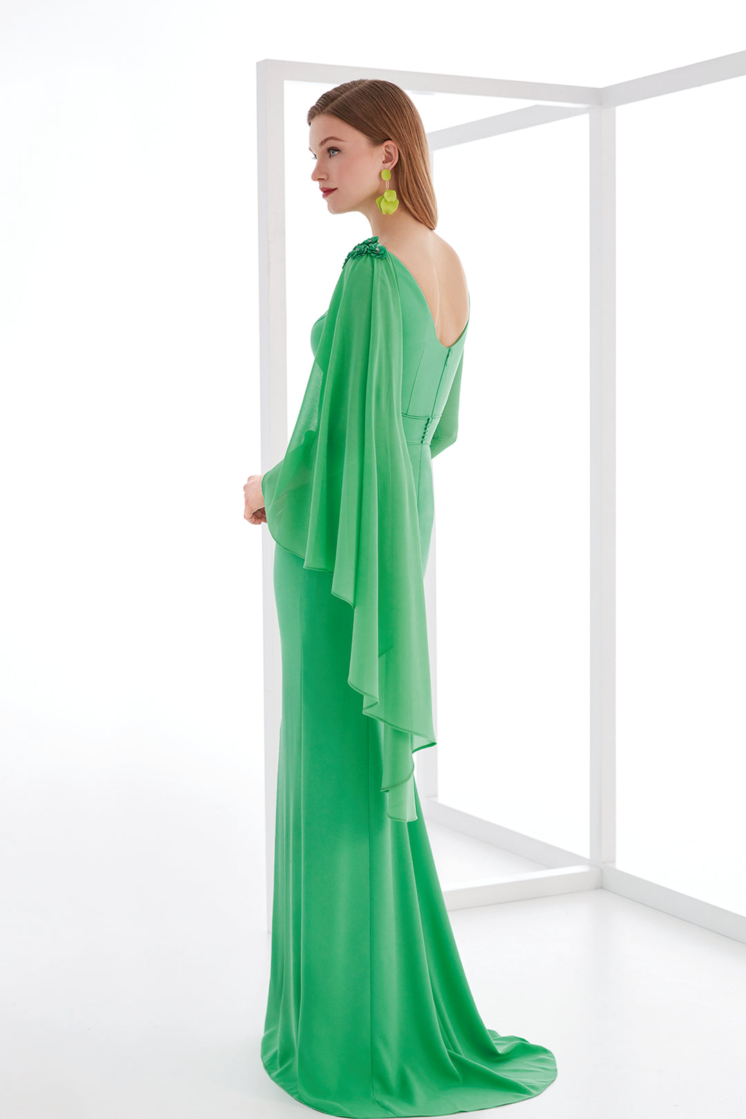 Mermaid Dress with 3D Floral Cape