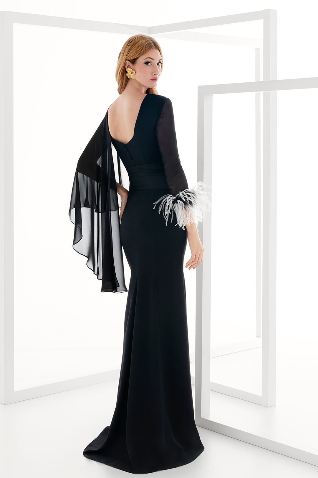 Long Dress with Deep V-Neckline