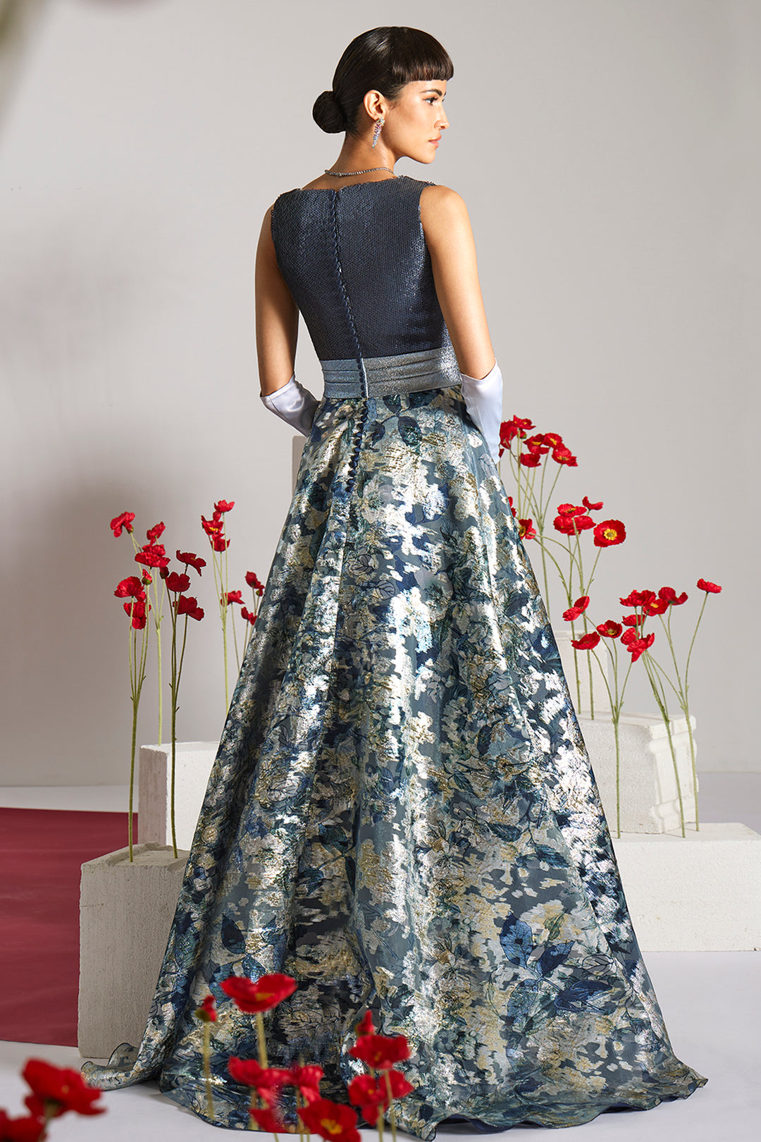 Sleeveless Floral with A-Line Dress