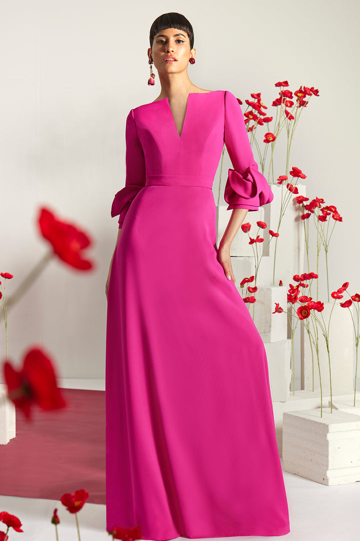 Sculptural Cuff Split-Neck with A-Line Dress