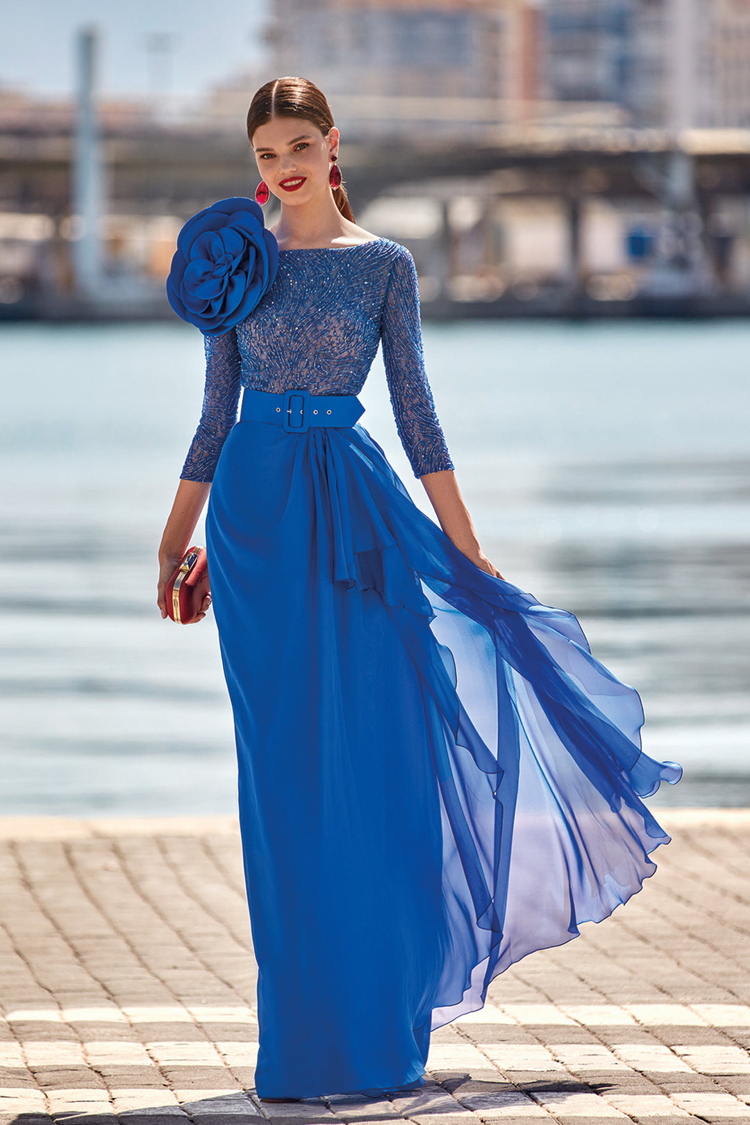 Sequin Chiffon Flowy Dress Nautical Blue / FR 42 Sequin Chiffon Flowy Dress Nautical Blue / FR 42