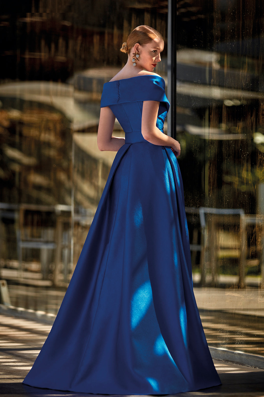 Jacquard Off-The-Shoulder Dress with Overskirt M.R DESIGN Jacquard Off-The-Shoulder Dress with Overskirt M.R DESIGN