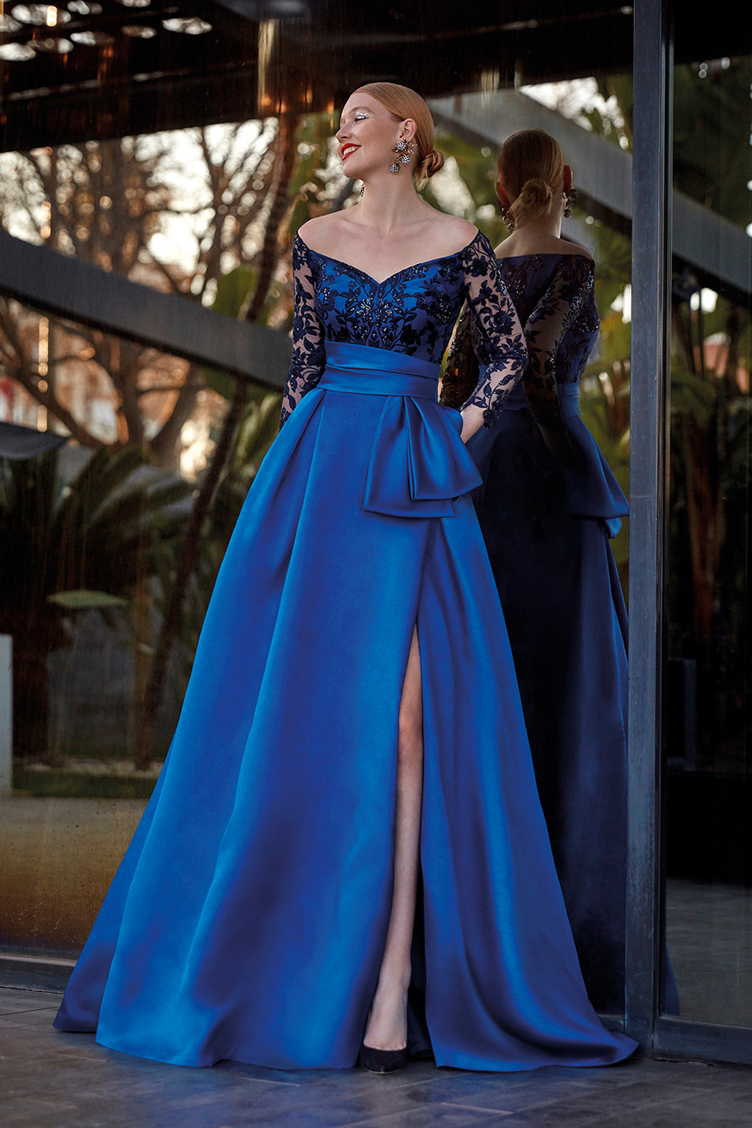 Jacquard and Lace Off-The-Shoulder Princess Dress M.R DESIGN Jacquard and Lace Off-The-Shoulder Princess Dress M.R DESIGN