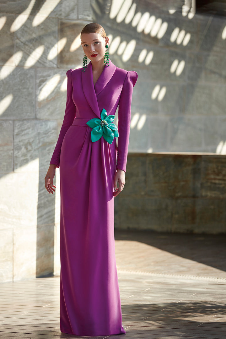 Crepe Long-Sleeved Mermaid Dress