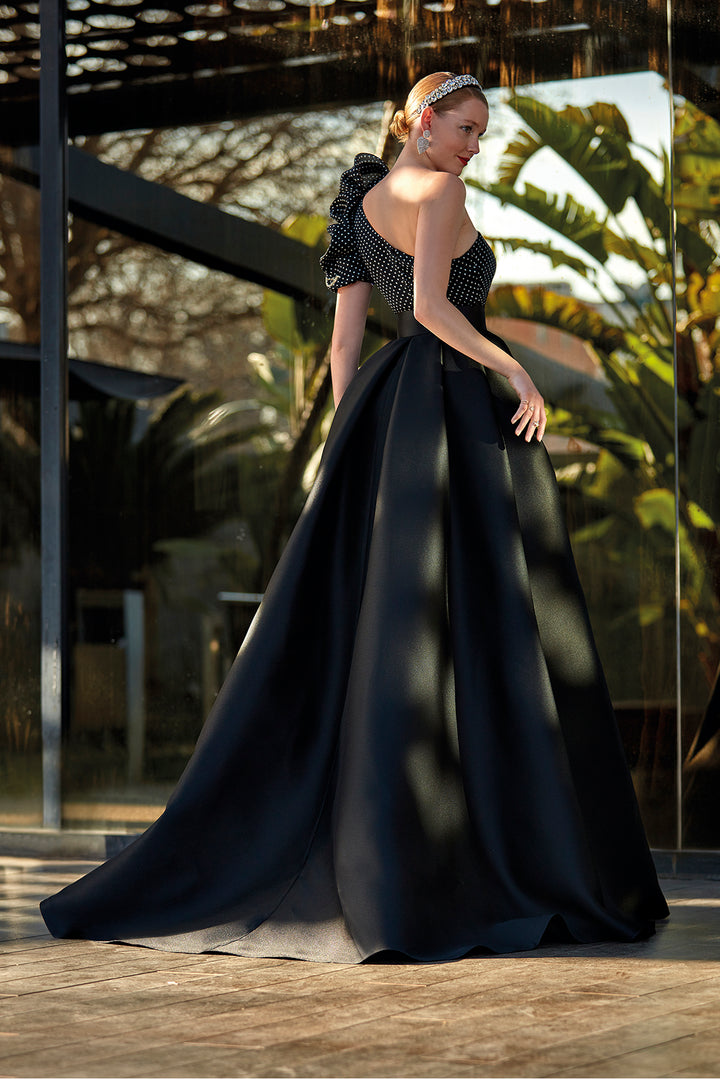 One-Shoulder Mermaid Dress with Overskirt