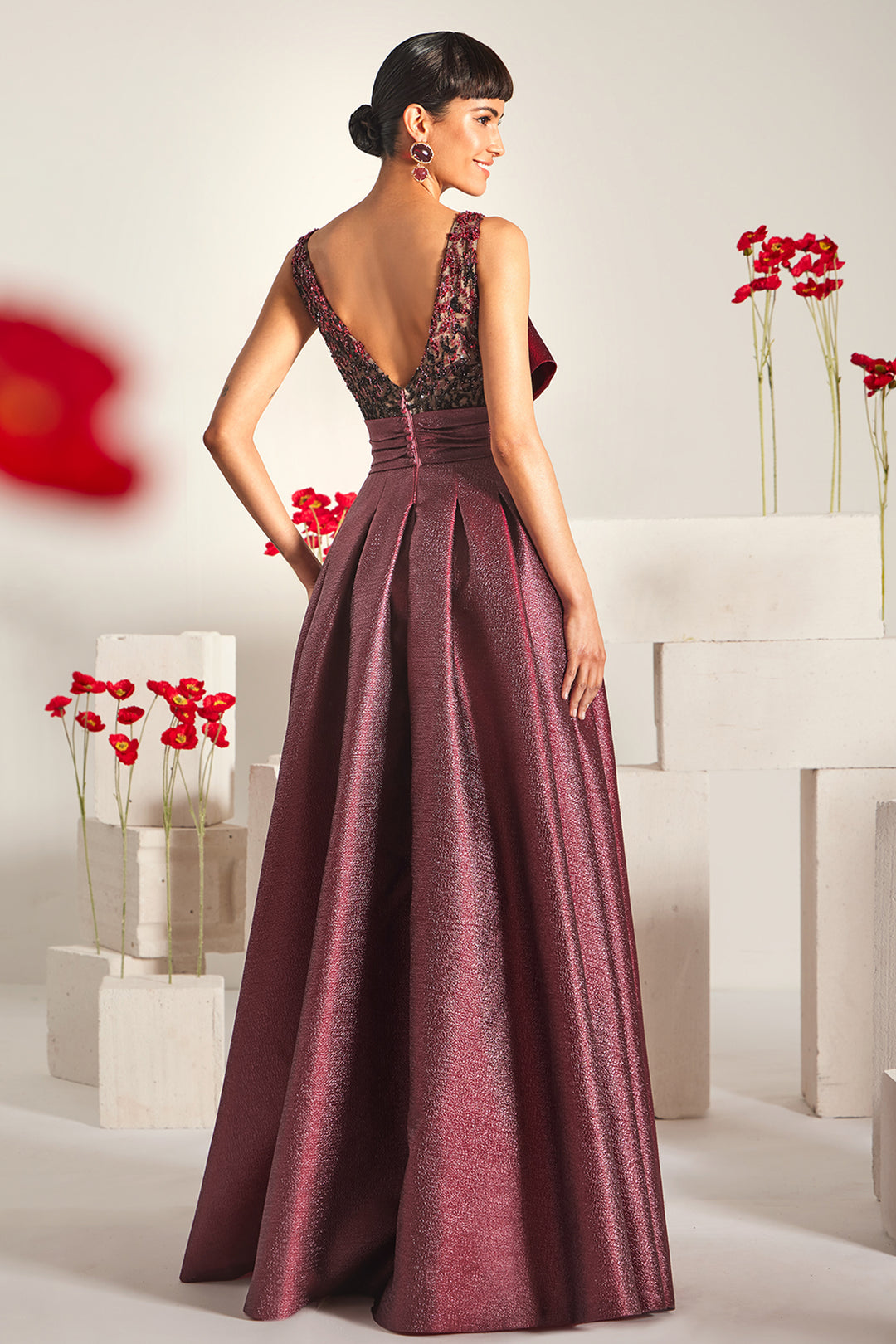 Plunging V-Neck with A-Line Dress