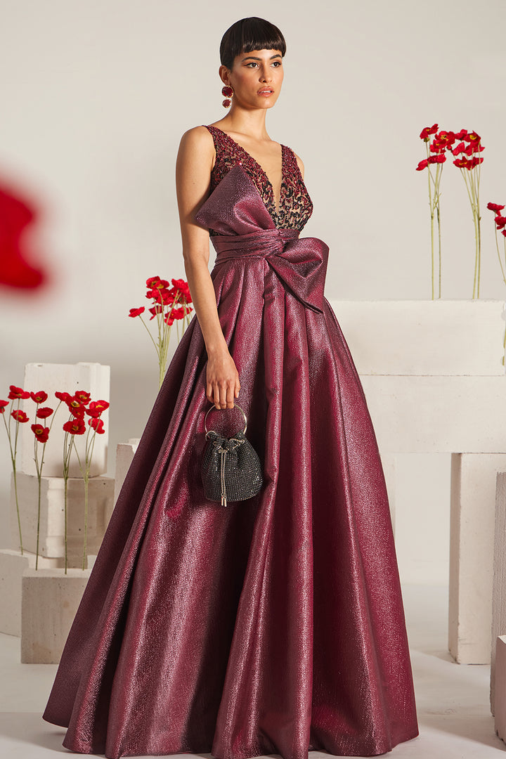 Plunging V-Neck with A-Line Dress