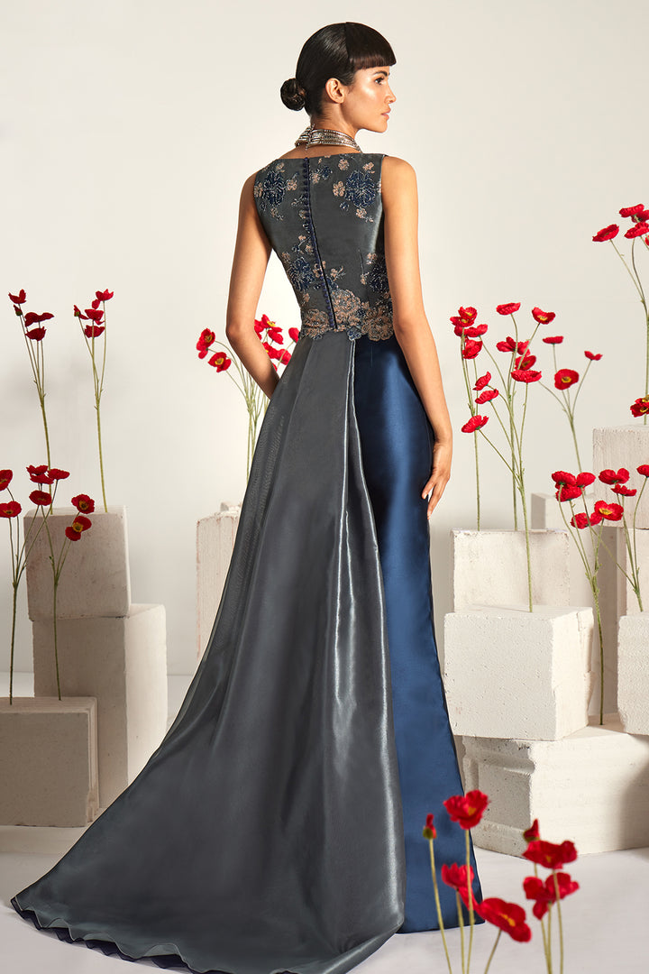 Asymmetrical V-Neck A-Line Dress with Cascading Ruffles