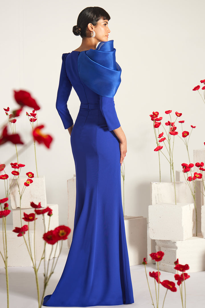 Asymmetrical Geometric Long Sleeve Column Dress
