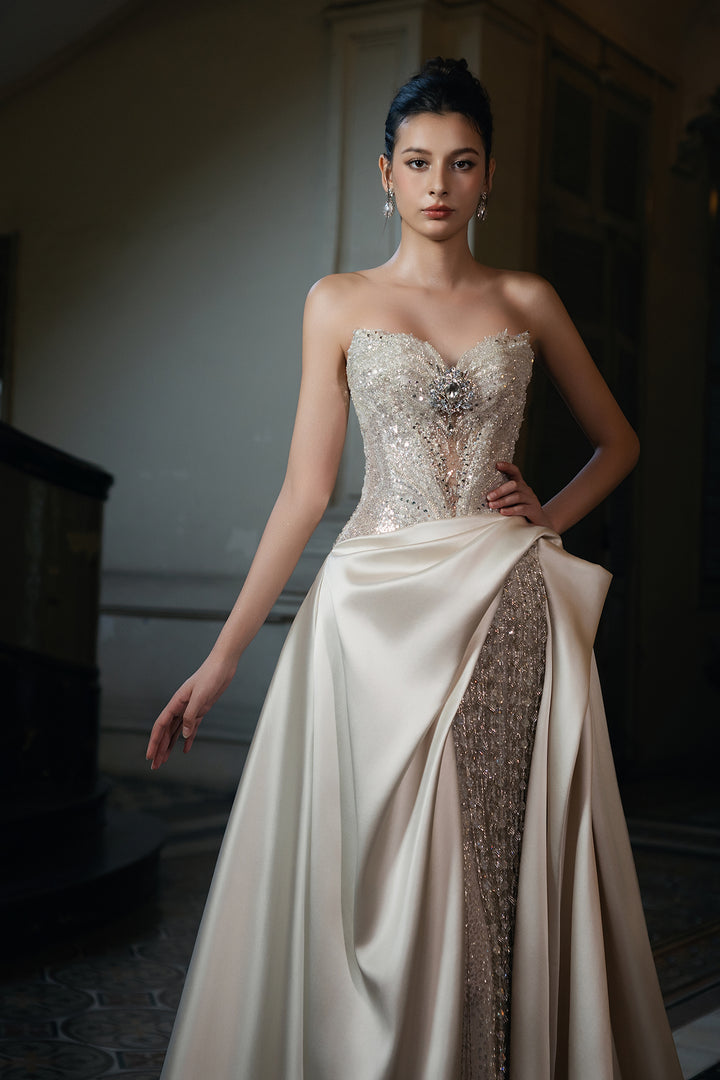 Strapless Dress with Crystalline Bodice