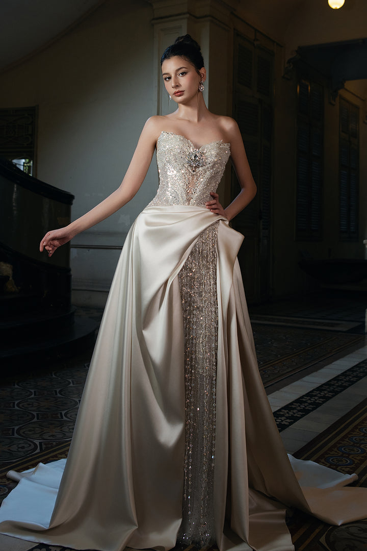 Strapless Dress with Crystalline Bodice