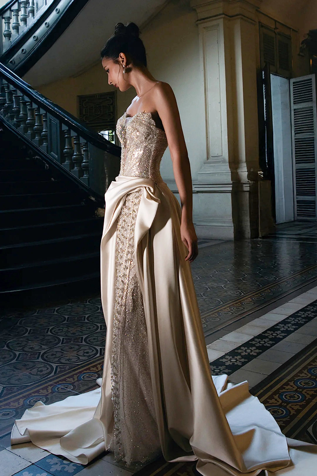 Strapless Dress with Crystalline Bodice
