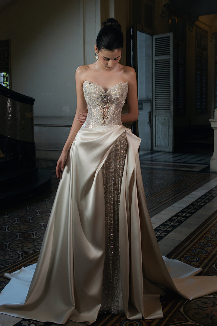 Strapless Dress with Crystalline Bodice