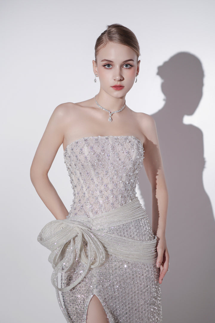 Cascading Beaded Column Dress