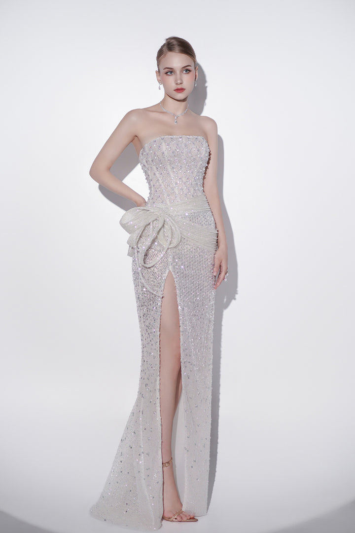 Cascading Beaded Column Dress