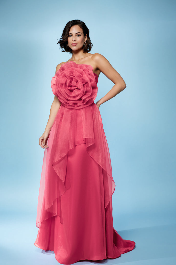 Crystal-Trimmed Dress with Flower