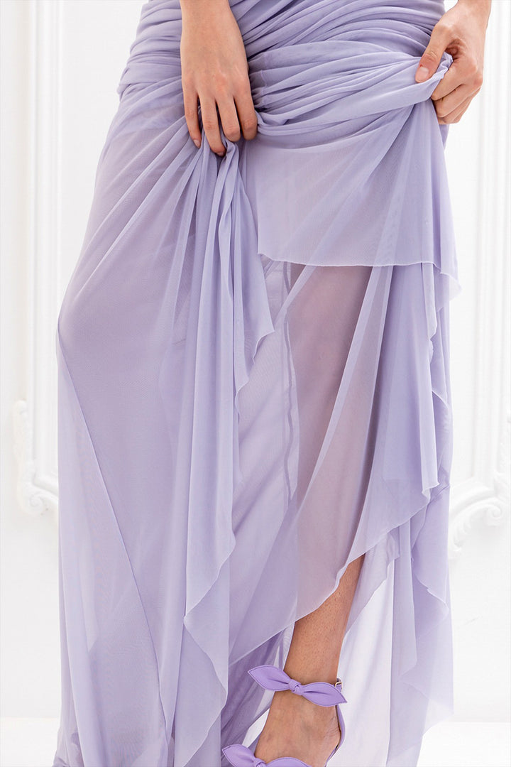 Draped Mermaid Long Dress with Chiffon