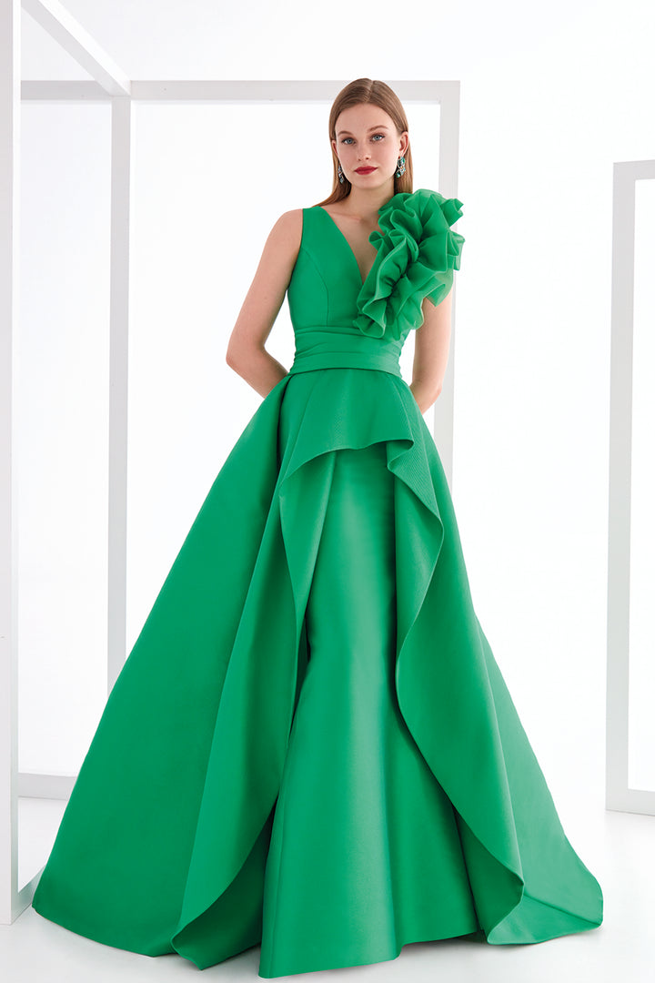 Asymmetrical-Shoulder A-Line Dress