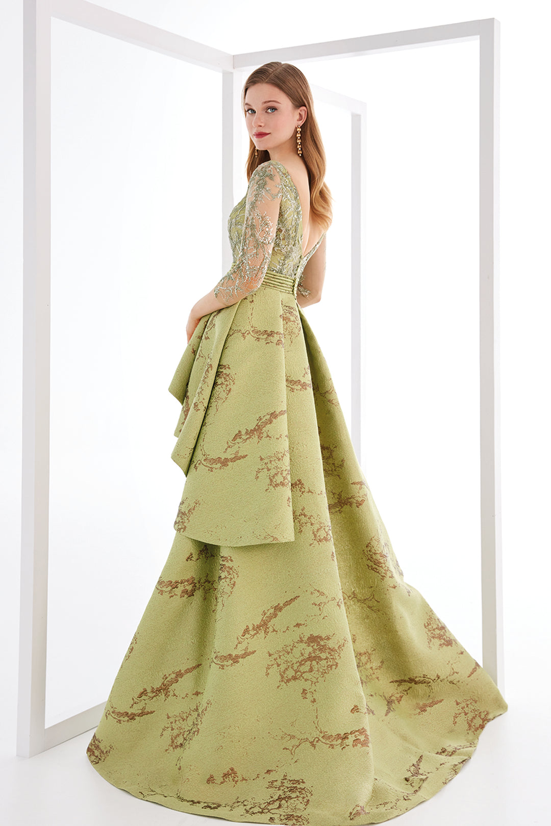 Illusion-Embellished Sequin A-Line Dress